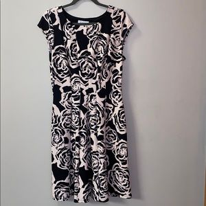 Elle Fit and Flare Black and Pink Dress